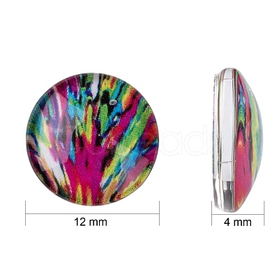 Mosaic Printed Glass Half Round/Dome Cabochons GGLA-N004-12mm-G-1