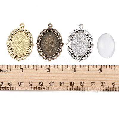 DIY Blank Oval Dome Pendant Making Kit DIY-FS0005-20-1