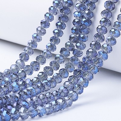 Electroplate Transparent Glass Beads Strands EGLA-A034-T2mm-Y04-1