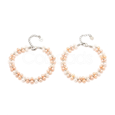 Natural Fresh Water Pearl Beaded Bracelets BJEW-D447-08G-01-1