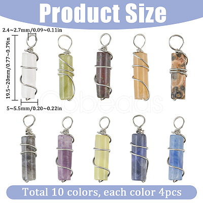 40Pcs 10 Styles Natural Mixed Gemstone Pendants G-SC0003-10-1
