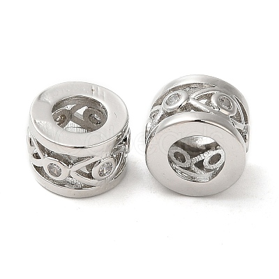 Rack Plating Brass Cubic Zirconia Hollow Column European Beads KK-Z033-25P-1
