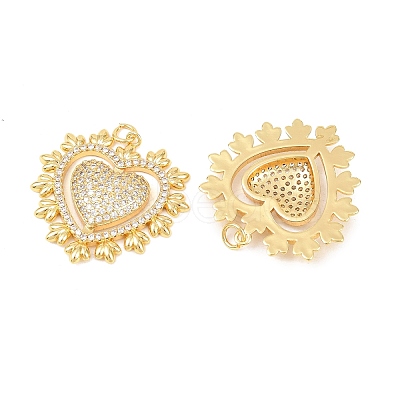 Brass Micro Pave Clear Cubic Zirconia Pendants KK-C166-04G-1