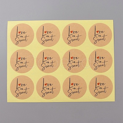 Round Dot Kraft Paper Adhesive Label Stickers STIC-WH0012-05B-1