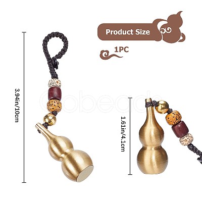 Detachable Brass Gourd Feng Shui Hanging Ornament for Wealth & Success KEYC-WH0036-17G-1