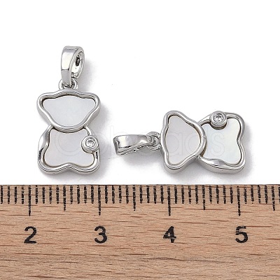 Brass & Shell & Clear Cubic Zirconia Pendants KK-G497-15P-1