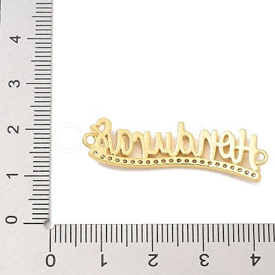Brass Clear Cubic Zirconia Word Honduras Connector Charms KK-K293-40G-02-1