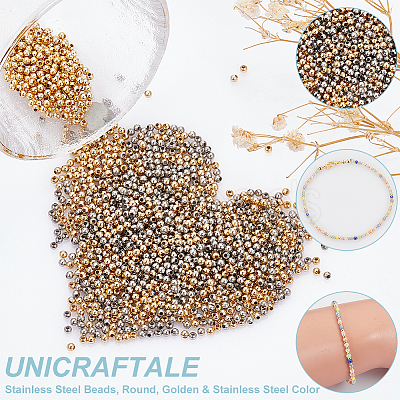 Unicraftale 2000Pcs 2 Colors 304 Stainless Steel Beads STAS-UN0050-61-1