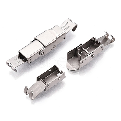 Tarnish Resistant Smooth Surface 201 Stainless Steel Watch Band Clasps STAS-R063-64-1