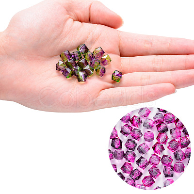 Two Tone Transparent Spray Painted Acrylic Beads X-ACRP-T005-26-M-1