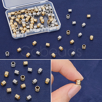 120Pcs 2 Colors 201 Stainless Steel Beads STAS-SP0002-12-1