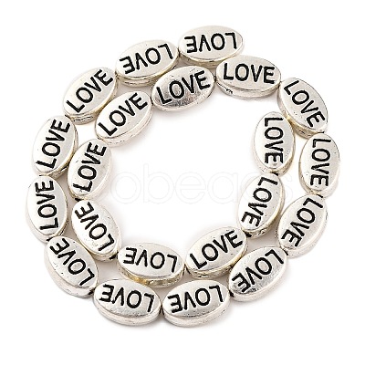 Oval with Word Love Tibetan Style Alloy Bead Strands X-TIBEB-O007-24-LF-1