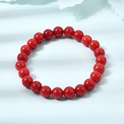 8MM Natural Dyed White Jade Round Beaded Stretch Bracelets for Women GG-CBA3F02-12A-1