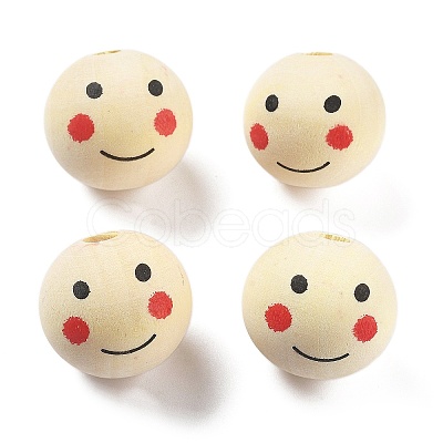 Printed Schima Wood European Beads WOOD-G023-14A-1