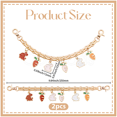 2Pcs Alloy Enamel Carrot Rabbit Tassel Iron Chain Bag Decorative Chains AJEW-BBC0001-07-1