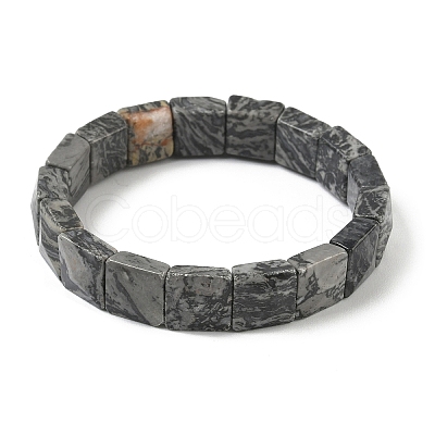 Natural Map Stone Beads Stretch Bracelets for Women Men BJEW-C097-06-10-1