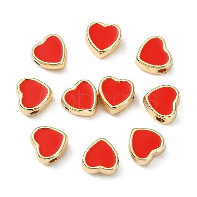 10Pcs Brass Enamel Beads KK-YW0004-20-1