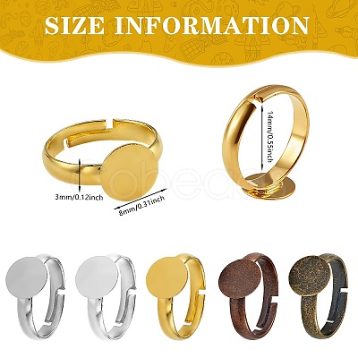60Pcs 5 Colors Adjustable Brass Ring Components FIND-SZ0002-23-NR-1