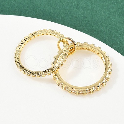 Brass Micro Pave Cubic Zirconia Plain Band Finger Rings for Women RJEW-P160-01A-G-1