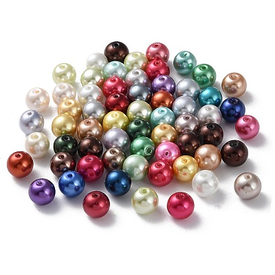 Baking Paint Pearlized Glass Pearl Round Bead Strands HY-Q004-8mm-M-1