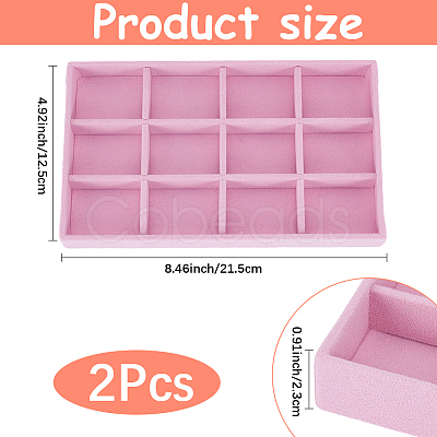 2Pcs 12 Grids Rectangle Velvet Display Trays ODIS-SP0001-18A-1