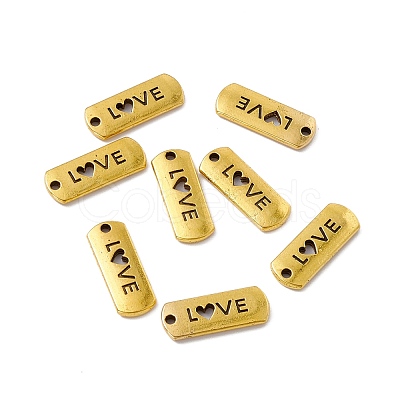 Tibetan Style Alloy Rectangle with Word Love Pendants TIBEP-Q043-069AG-RS-1