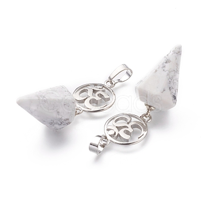 Natural Howlite Pendants G-O194-21-1