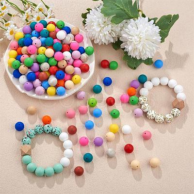100Pcs Silicone Beads Round Rubber Bead 15MM Loose Spacer Beads for DIY Supplies Jewelry Keychain Making JX452A-1