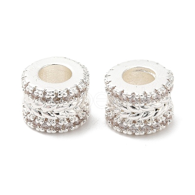 Rack Plating Brass Cubic Zirconia European Beads KK-R147-03S-1