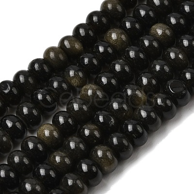 Natural Golden Sheen Obsidian Beads Strands G-A280-A15-01-1