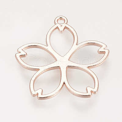 Rack Plating Alloy Open Back Bezel Pendants PALLOY-R099-31RG-FF-1