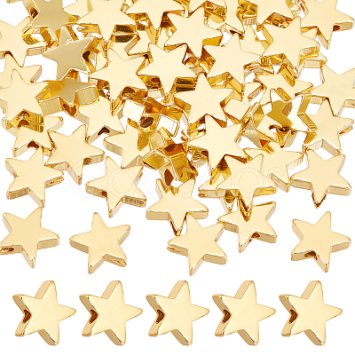 60Pcs Rack Plating Star Brass Beads KK-UN0003-58-1
