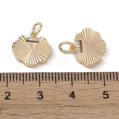 Brass & Clear Cubic Zirconia Charms KK-G497-20G-1