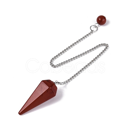 Natural Red Jasper Dowsing Pendulum Pendants AJEW-N005-01D-1