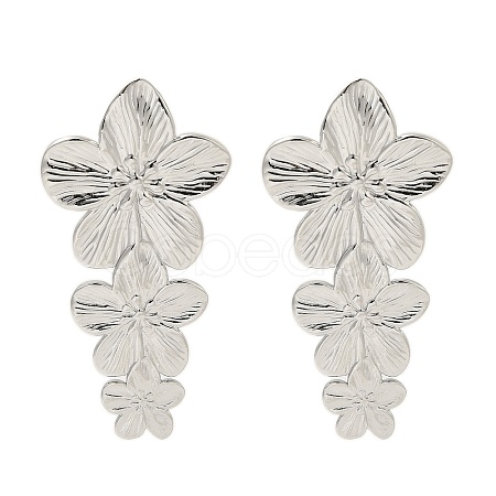 304 Stainless Steel Flower Stud Earrings for Women LS-EJEW-U020-17P-1