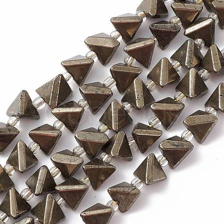 Natural Pyrite Beads Strands G-E590-04-1