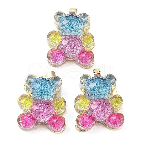 Transparent Resin Glitter Powder Pendants KK-G482-10G-1