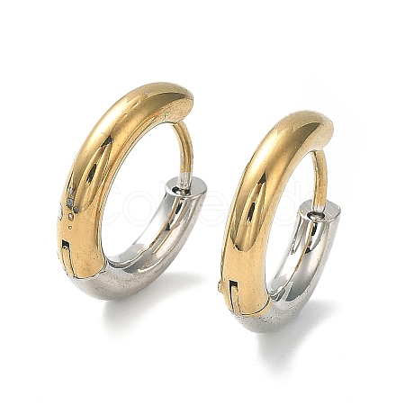 Ion Plating(IP) Two Tone 304 Stainless Steel Huggie Hoop Earrings EJEW-A106-01B-1