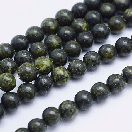 Natural Serpentine/Green Lace Stone Beads Strands G-P345-01-8mm-1