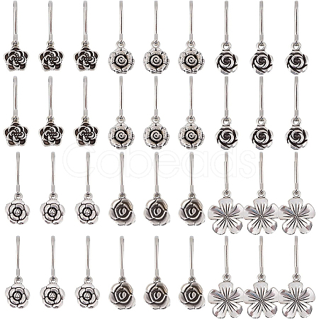 36Pcs 6 Style Alloy Flower Keychain HJEW-BC0001-23-1