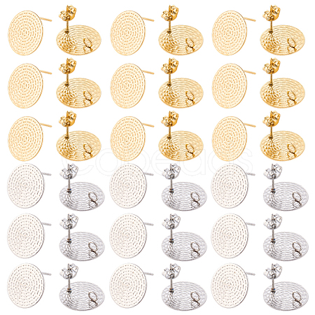 40Pcs 2 Colors 304 Stainless Steel Stud Earings Finding STAS-SC0010-40-1