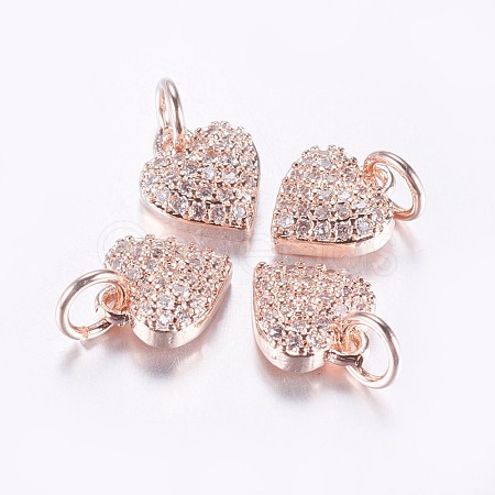 Long-Lasting Plated Brass Micro Pave Cubic Zirconia Charms X-ZIRC-F069-41RG-1