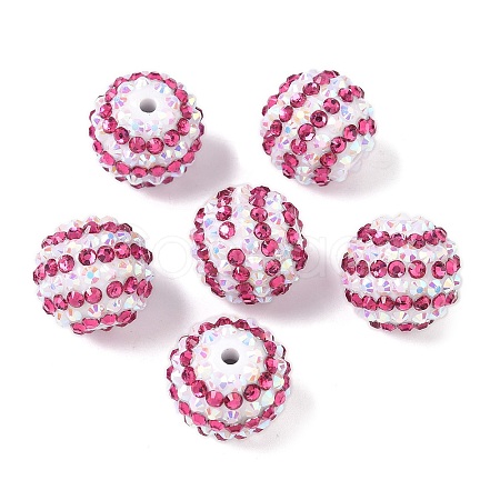 Striped Resin Rhinestone Beads OACR-A037-01C-1