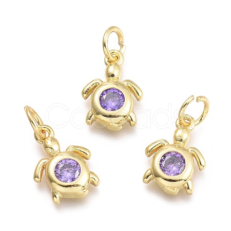 Brass Micro Pave Cubic Zirconia Pendants KK-P187-12D-G-1