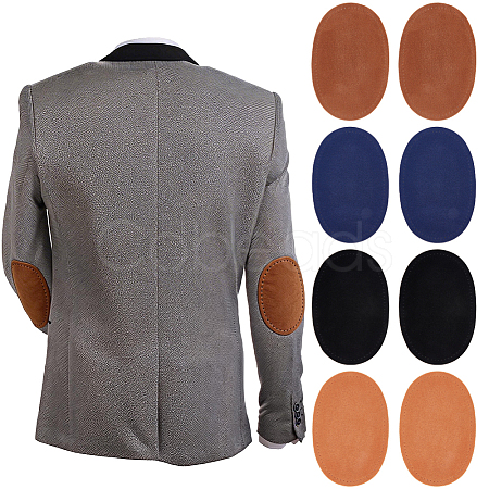 4Pairs 4 Colors Oval PU Imitation Leather Ornament Accessories PATC-CY0001-83-1