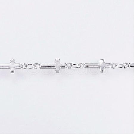 Tarnish Resistant Handmade 304 Stainless Steel Bar Link Chains STAS-G038-21P-1