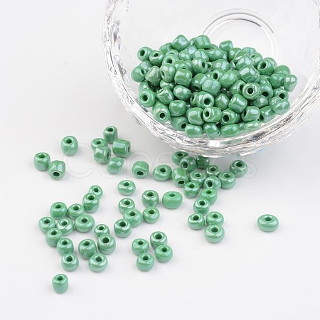 6/0 Opaque Colors Lustered Round Glass Seed Beads X-SEED-A012-4mm-127-1