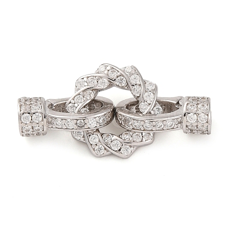 925 Sterling Silver Micro Pave Clear Cubic Zirconia Fold Over Clasps STER-U005-09P-1