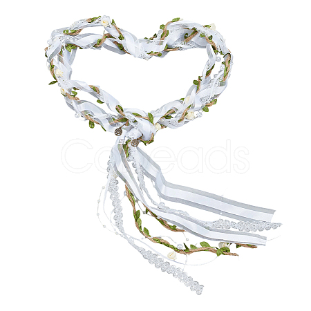 Alloy Tree of Life Cloth Leaf Trim Ribbon Party Decoration HJEW-OC00267-1