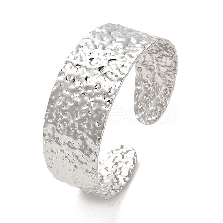 Non-Tarnish 304 Stainless Steel Textured Flat Cuff Bangles BJEW-G694-04P-1